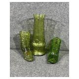 Green Fenton Glass Shoe Daisy and Button, and Boot