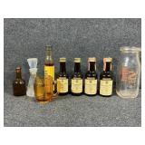 Glass Bottle and Plastic Bottles w/ Contents