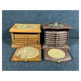 Wood Coasters w/ Caddy Holder(2)