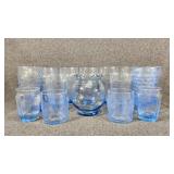 Blue Glass Tumblers, Juice & Rocks Glasses