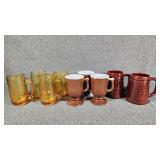 Amber Textured Glass Beer Mugs, Ceramic Mugs