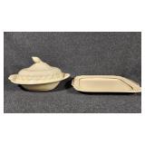 Porcelain Covered Serving Dish, Ceramic Serving