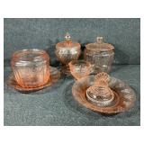 Pink Depression Glass, Open Floral open candy