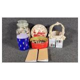 Glass Storage Canister Full Of Buttons, Tin of