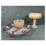 Indiana Frosted Pink Satin Umbrella trinket bowl