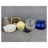 Fire King Dinosaur bowl , Glass milk bottle from
