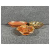 Imperial Carnival Glass Beaded Block Marigold Oval