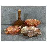 Imperial Glass Iridescent Orange Rose Luster Bowl