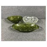 Indiana Green Glass Serving Dish Bowl Loganberry