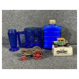 Humpty Dumpty Blue Glass Mug, Blue Glass Powder Ja