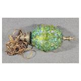 Iridescent Green Glass Swag or Pendant Lamp