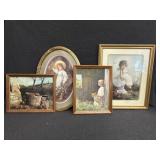 Golden & Wood Framed Girl Prints,