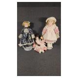 Porcelain Dolls On Stands (2), Porcelain Doll W/Br