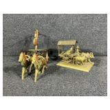 Brass Greek Warrior in Chariot & Bullock Cart