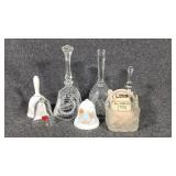 Glass Basket & Hand Bells(3), Bells(2)