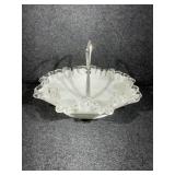 Fenton Milk glass Silver Rimmed and Handled