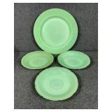 Fire King  Jadite Plate and (3) coffee cup saucers