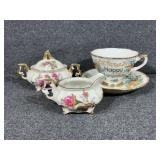 Happy Birthday Teacup, Creamer and sugar