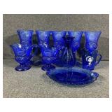 Shirley Temple Pitcher, Blue Mount Vernon plate