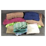 Green Crochet Blanket, Various Towels and Hand