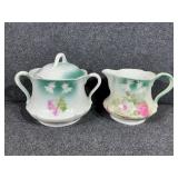 Victorian China creamer and sugar bowl