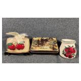 Apple Stoneware Candle, Apple Decorated Candle On