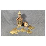 Chruch Candle Lantern, Brass Tropical Angelfish