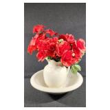 Wash Basin with Pitcher and Red roses