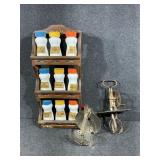 Spice rack with jars, Hand crank egg beater