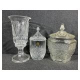 Lead Crystal cut glass canisters