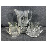 Crystal cut glass Hobstar fan pitcher