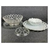 Anchor Hocking Open lace heart milk glass platter