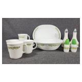 Corelle Spring Blossom Green Assorted Dishes