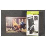 Rooster Glass Cutting Board, Pro Smart Slicer