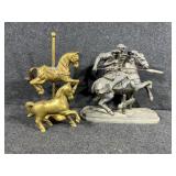 Spelter Clock Topper, Brass Horse Figurine