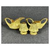 Mid century, yellow and 22k gold creamer and