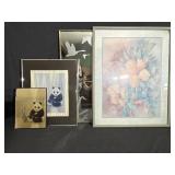 Panda Print, Floral Print by Juan, Etched Mirror