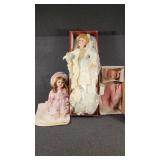 Porcelain Or Bisque Dolls In Boxes 2 W/Certificate