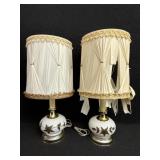 (2) Falkenstein Glass Bronze Flower Lamps