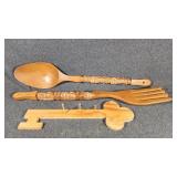 Wood Fork & Spoon Wall Decor, Key Shaped Keyholder