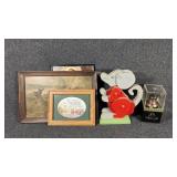 Framed Artwork,Wooden Mouse Figurine, Liberty Bell
