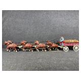 Cast Iron Horse-Drawn Beer Wagon Set
