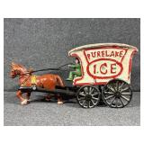 Cast Iron Horse-Drawn Purelake Ice Delivery Wagon