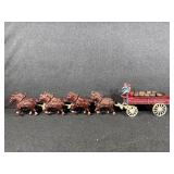Cast Iron Horse-Drawn Beer Wagon Toy