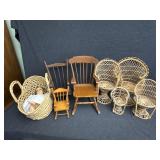 Doll Size Wood and Wicker Chairs(4)