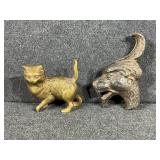 Metal Dragon Head For Walking Can & Brass Cat