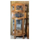 Curved Glass Etched Light-Up China Cabinet