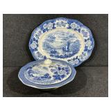 Lochs of Scotland White and Blue  covered bowl