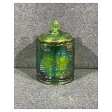 Indiana Glass Iridescent Blue Grape Canister