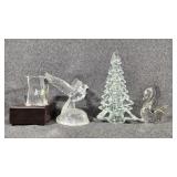 Clear Art Glass Figurines (4)
